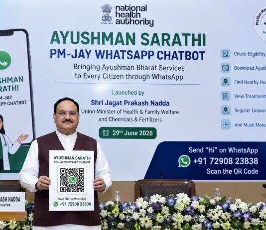 JP Nadda Launches ‘Ayushman Sarathi’ WhatsApp Chatbot to Simplify Access to PM-JAY Services