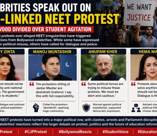 Celebrities Weigh In on CJP-Linked NEET Protest, Call for Peace and Responsibility CJP-linked NEET protests